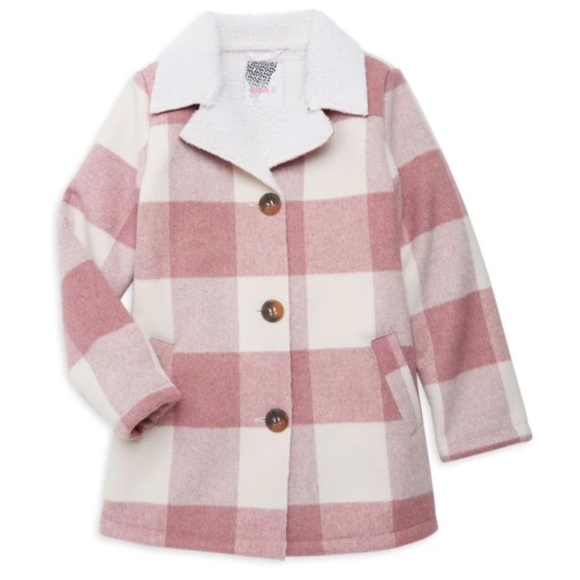 KENSIE-Girl's Plaid Coat Vintage Pink Checkered